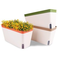 Ourwarm Windowsill Herb Planter Box Set Of 3 Self Watering Plant Pots 105 Inch Rectangular Planter Pots Decorative Garden F