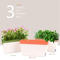 Ourwarm Windowsill Herb Planter Box Set Of 3 Self Watering Plant Pots 105 Inch Rectangular Planter Pots Decorative Garden F