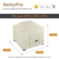 Nettypro Fire Pit Cover Square 32 Inch Waterproof Heavy Duty Patio Firepit Cover Square For Outdoor Gas Fire Pit Table  Beige