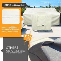 Nettypro Fire Pit Cover Square 32 Inch Waterproof Heavy Duty Patio Firepit Cover Square For Outdoor Gas Fire Pit Table  Beige