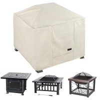 Nettypro Fire Pit Cover Square 36 Inch Waterproof Patio Cover For Gas Propane Firepit Table Outdoor  Beige