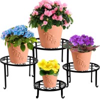 Yosager 4 Pack Metal Plant Stands For Flower Pot Heavy Duty Potted Holder Indoor Outdoor Metal Rustproof Iron Garden Container