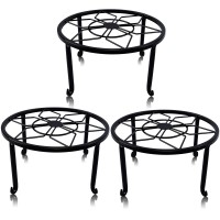 Yosager 3 Pack Metal Plant Stands For Flower Pot Heavy Duty Black Iron Potted Stand Holder Indoor Outdoor Rustproof Metal Plan