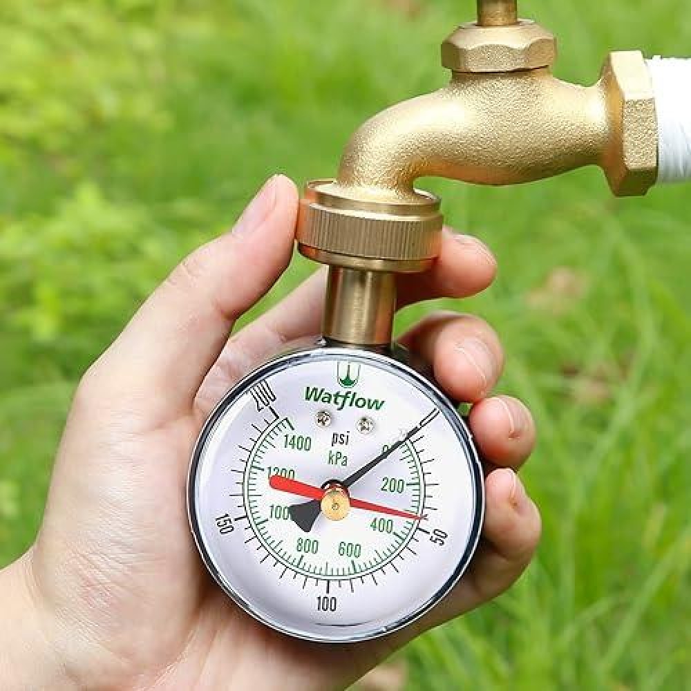 Watflow 212 Water Pressure Test Gauge Garden Hose Pressure Gauge House Water Pressure Gauge 34 Female Hose Thread 02