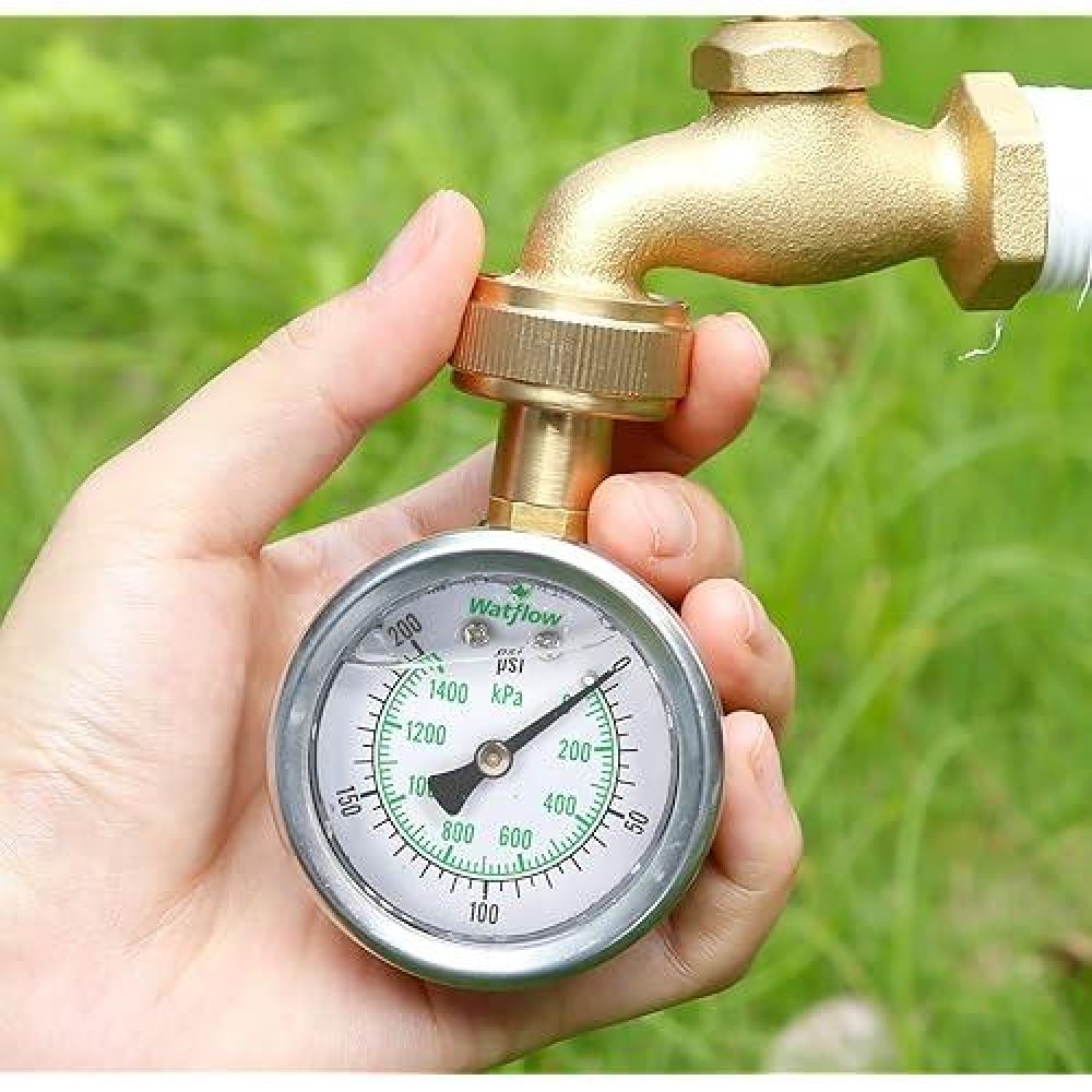 Watflow 2 Glycerin Filled Stainless Steel Water Pressure Test Gauge Garden Hose Pressure Gauge House Water Pressure Gauge 3