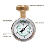 Watflow 2 Glycerin Filled Stainless Steel Water Pressure Test Gauge Garden Hose Pressure Gauge House Water Pressure Gauge 3