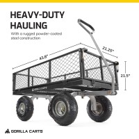 Gorilla Carts 800 Pound Capacity Heavy Duty Durable Steel Mesh Convertible Flatbed Garden Outdoor Hauling Utility Wagon Cart Bl