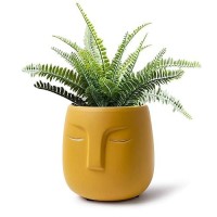 Gelive Head Succulent Plant Pot Ceramic Face Planter Modern Statue Flower Vase Windowsill Box With Drainage Hole Home Decoration