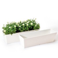 La Jolie Muse Window Boxes Planters Rectangular Plastic Planter For Indoor And Outdoor Minimalist Chic Trapezoidshaped Succul