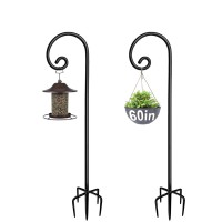 Artigarden Outdoor Shepherd Hooks 60 Inch Tall For Bird Feeder 2 Packs Adjustable Metal Garden Poles For Hanging Plants Solar