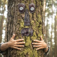 Innolites Tree Faces Decor Outdoor 12 Inch Tree Face Outdoor Statues Old Man Tree Hugger Bark Ghost Face Decoration Funny Yard