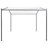 VidaXL White Gazebo Pavilion Oxford Fabric with PA Coating UV and Dirt Resistant Steel Frame Easy Assembly Perfect for Outd