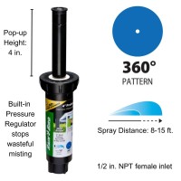 Rain Bird 1804Fdsp25 Pressure Regulating Prs Professional Dual Spray Popup Sprinkler 360 Full Circle Pattern 8 15 Spray