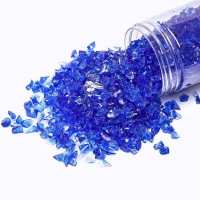 Twinkling High Luster Fire Glass Gravel Stone Glitter Broken Glass Fire Gems Chips Crushed Glass For Fire Pit Crafts Resin Art A