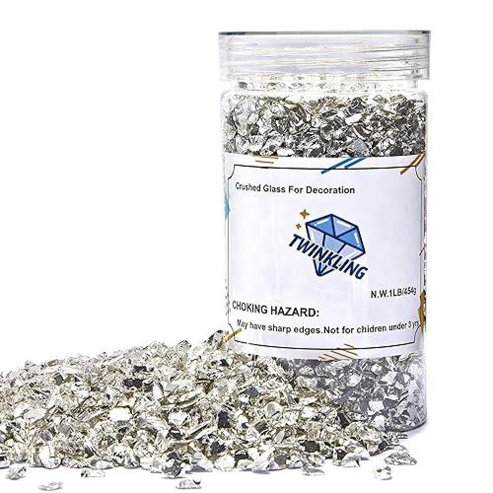 Twinkling High Luster Fire Glass Gravel Stone Glitter Broken Glass Fire Gems Chips Crushed Glass For Fire Pit Crafts Resin Art A