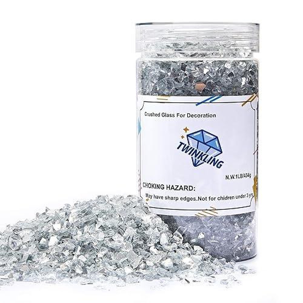 Twinkling High Luster Fire Glass Gravel Stone Glitter Broken Glass Fire Gems Chips Crushed Glass For Fire Pit Crafts Resin Art A