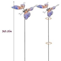 Juegoal Set Of 3 Butterfly Garden Stakes Decor  30 Inch Colorful Butterflies Stake  Glass & Metal Yard Art Ornaments For Mom  Mothers Day Ideal Gifts  Outdoor Lawn Pathway Patio Plant Pot  Flower Bed