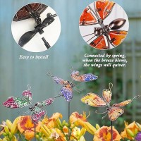 Juegoal Set Of 3 Butterfly Garden Stakes Decor  30 Inch Colorful Butterflies Stake  Glass & Metal Yard Art Ornaments For Mom  Mothers Day Ideal Gifts  Outdoor Lawn Pathway Patio Plant Pot  Flower Bed