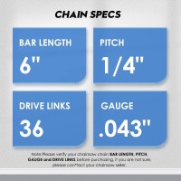 Mini Chainsaw Chain Replacement 6 Inch For 6 Inch Bar4 Pcak 043 Gauge 14 Lp Pitch 36 Drive Links Fits Seesii And All Br