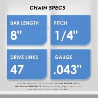 Mini Chainsaw Chain Replacement 8 Inch For 8 Inch Bar2 Pcak 043 Gauge 14 Lp Pitch 47 Drive Links Fits Seesii Docsmart