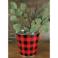 Buffalo Plaid Christmas Tin Pot 5 Diameter 45 Tall Red Black Buffalo Plaid Home Decor Flower Pot Garden Decor Suc