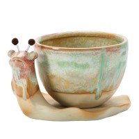 Creative Coop Stoneware Snail Planter Reactive Glaze Each One Will Vary Set Of 2 Pieces