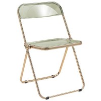 Leisuremod Lawrence Modern Transparent Acrylic Folding Chair With Gold Metal Frame (Amber)