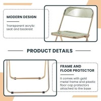 Leisuremod Lawrence Modern Transparent Acrylic Folding Chair With Gold Metal Frame (Amber)