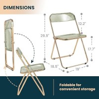 Leisuremod Lawrence Modern Transparent Acrylic Folding Chair With Gold Metal Frame (Amber)