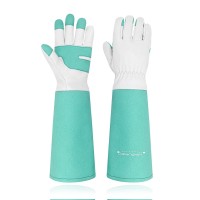 Handlandy Long Gardening Gloves For Men Women Thorn Proof Rose Pruning Gloves Leather Gauntlets Garden Gloves Yard Work Glove