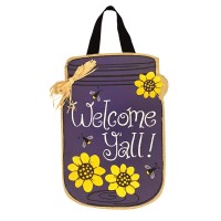 Welcome Yall Burlap Door Hanger Spring Embroidered 13 X 20 Briarwood Lane