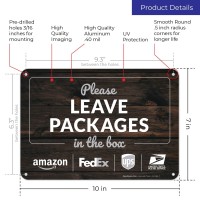 Package Delivery Sign Please Leave Packages In The Box Wood Background 10X7 Inches Rust Free 040 Aluminum Fade Resistant I