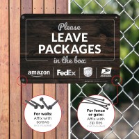 Package Delivery Sign Please Leave Packages In The Box Wood Background 10X7 Inches Rust Free 040 Aluminum Fade Resistant I