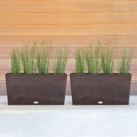 Veradek Pure Series Midori Trough Planter - Large Rectangular Planter For Indoor Or Outdoor Deck/Porch | Durable All-Weather Use With Drainage Holes | Modern Decor For Shrubs  Flowers  Small Plants