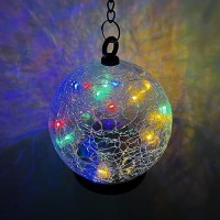 Wind Chimes Outdoor Solar Lights 42 Inch Large Sympathy Chime 15 Led Twinkle Multi Color Crackled Glass Ball Birthday Gifts For