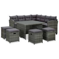 Vidaxl 6 Piece Patio Lounge Set With Cushions Poly Rattan Gray