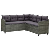 Vidaxl 6 Piece Patio Lounge Set With Cushions Poly Rattan Gray