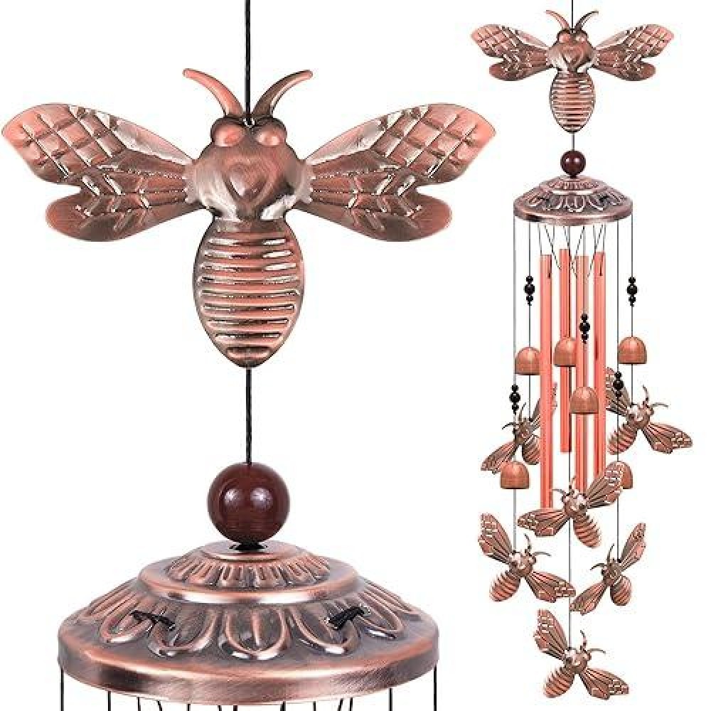 Bee Wind Chimes For Garden Gifts For Mom Home Balconies Rooms Patio Indoor Outdoor Bee Decoration Aluminum Bee Chimes B