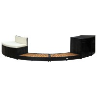 Vidaxl Spa Surround Black Poly Rattan And Acacia Wood Chic And Modern Design With Builtin Storage Mini Sofa And Comfort Cu