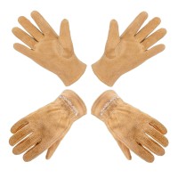 Handlandy Kids Genuine Leather Work Gloves For Ages 311 Children Gardening Gloves For Boys Girls Small For Age24 2 Pairs