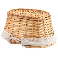 Zeonhei 2 Pcs Wicker Woven Basket Attractive Willow Woven Gift Basket Fruit Picnic Easter Candy Wedding Party Decoration Servi