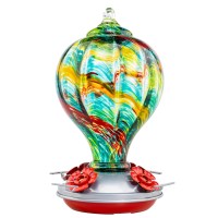 Muse Garden Hummingbird Feeders For Outdoors Hanging Blown Glass Hummingbird Feeder Hummingbird Gifts For Mom Garden Backyard