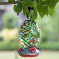 Muse Garden Hummingbird Feeders For Outdoors Hanging Blown Glass Hummingbird Feeder Hummingbird Gifts For Mom Garden Backyard