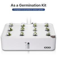 Idoo Hydroponics Growing System 12Pods Indoor Garden With Led Grow Light Plants Germination Kit Builtin Fan Automatic Timer