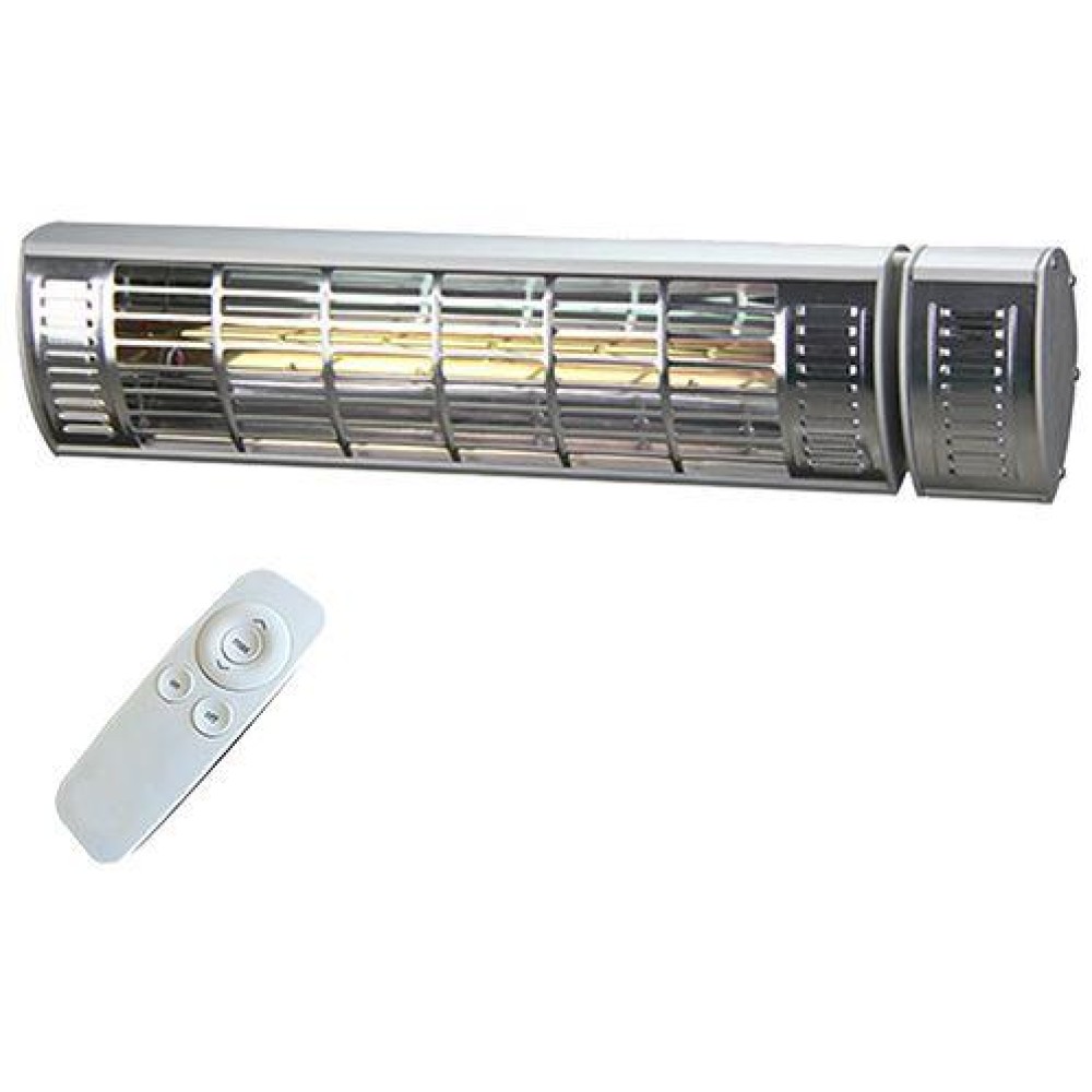 CommercialRestaurant 1500 Watt Electric Wall or Tripod Mounted Patio Heater with Remote Silver