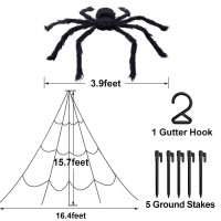 Kuchey Halloween Decorations Outdoor 200 Triangular Spider Web 47 Giant Fake Spiders Halloween Decor Indoor Clearance For