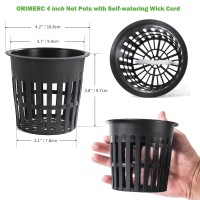 Orimerc 4 Inch 15 Pack Net Cup Pots With 15 Feet Self Watering Rope 15 Plant Labels For Hydroponic Aquaponics Kratky Orchid V