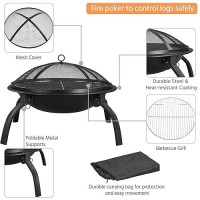 Yaheetech 21Inch Fire Pit Portable Folding Steel Fire Bowl Garden Treasures Fire Pit For Outside Fireplace With Carrying Bag Sp