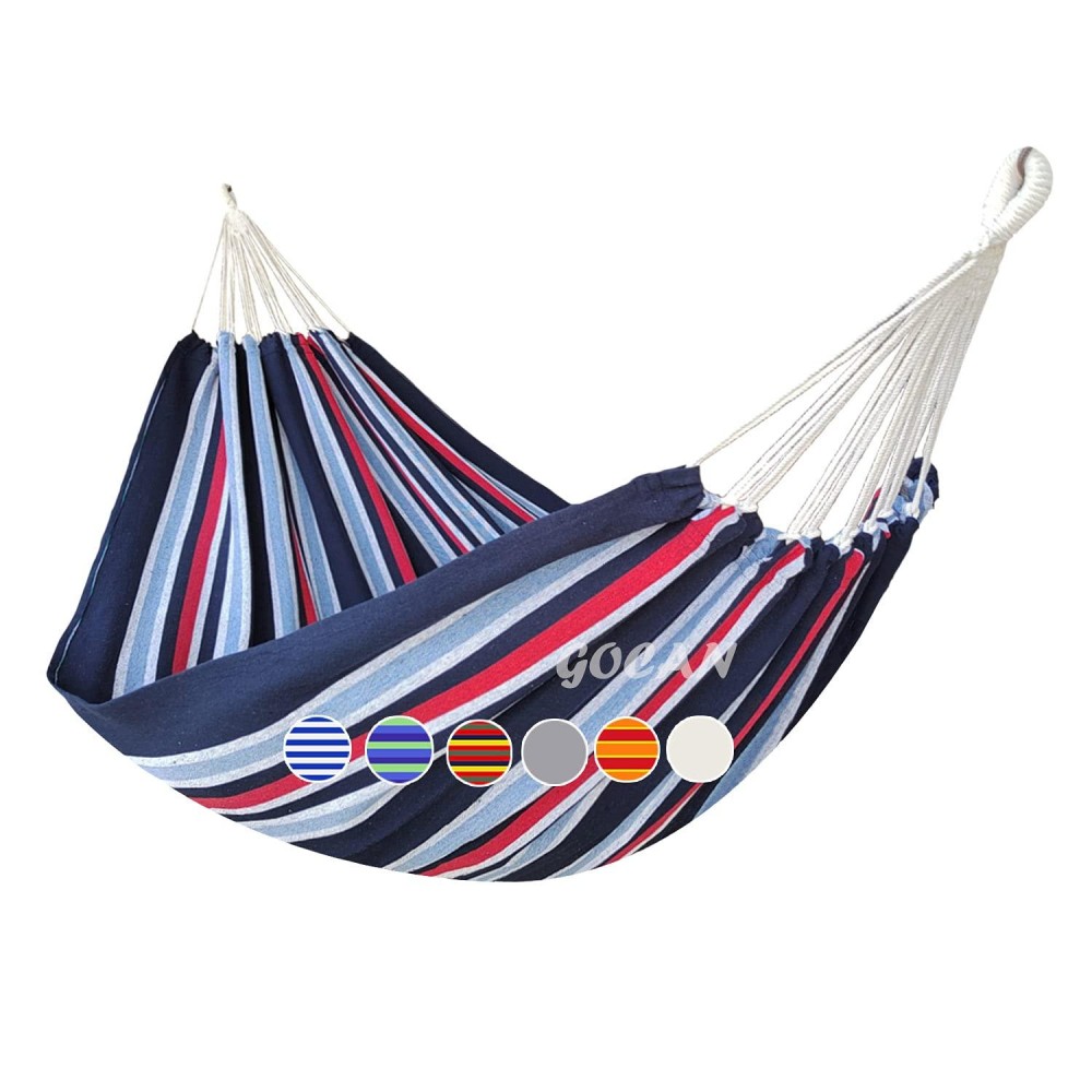 Gocan Brazilian Double Hammock 2 Person Extra Large 220X160Cm Total Length 330Cm Load 500Lb Canvas Cotton Hammock For Patio Porc