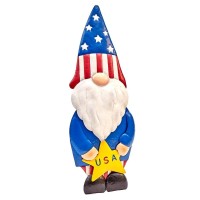 Patriotic Metal Garden Gnome Decoration with Rear Support Stand